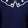 S29_ROYALBLUE_01_5 MODKLINE Women’s Royal Blue Winter Sweater – Floral Collar & Textured Knit