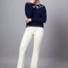 S29_ROYALBLUE_01_6 MODKLINE Women’s Royal Blue Winter Sweater – Floral Collar & Textured Knit