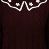 S29_WINE_01_5 MODKLINE Women’s Wine Winter Sweater – Floral Collar & Textured Knit