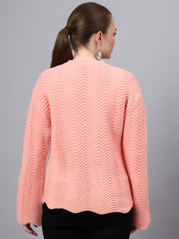 S30_BABYPINK_01_2 Round Neck Flowered Patch Work Design With Premium Acrylic Wool Women Knitted Top & Sweater