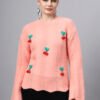 S30_BABYPINK_01_7 Round Neck Flowered Patch Work Design With Premium Acrylic Wool Women Knitted Top & Sweater