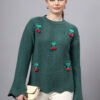 S30_GREEN_01_1 Round Neck Flowered Patch Work Design With Premium Acrylic Wool Women Knitted Top & Sweater