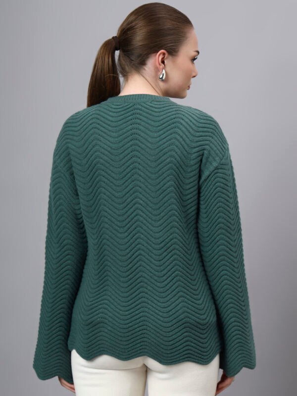 S30_GREEN_01_2 Round Neck Flowered Patch Work Design With Premium Acrylic Wool Women Knitted Top & Sweater