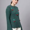 S30_GREEN_01_4 Round Neck Flowered Patch Work Design With Premium Acrylic Wool Women Knitted Top & Sweater