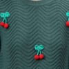 S30_GREEN_01_5 Round Neck Flowered Patch Work Design With Premium Acrylic Wool Women Knitted Top & Sweater