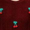 S30_MAROON_01_5 Round Neck Flowered Patch Work Design With Premium Acrylic Wool Women Knitted Top & Sweater