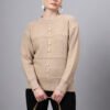 S31_BEIGE_01_1 Round Neck Self Design Design With Premium Acrylic Wool Women Knitted Top & Sweater
