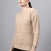 S31_BEIGE_01_3 Round Neck Self Design Design With Premium Acrylic Wool Women Knitted Top & Sweater