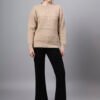 S31_BEIGE_01_6 Round Neck Self Design Design With Premium Acrylic Wool Women Knitted Top & Sweater