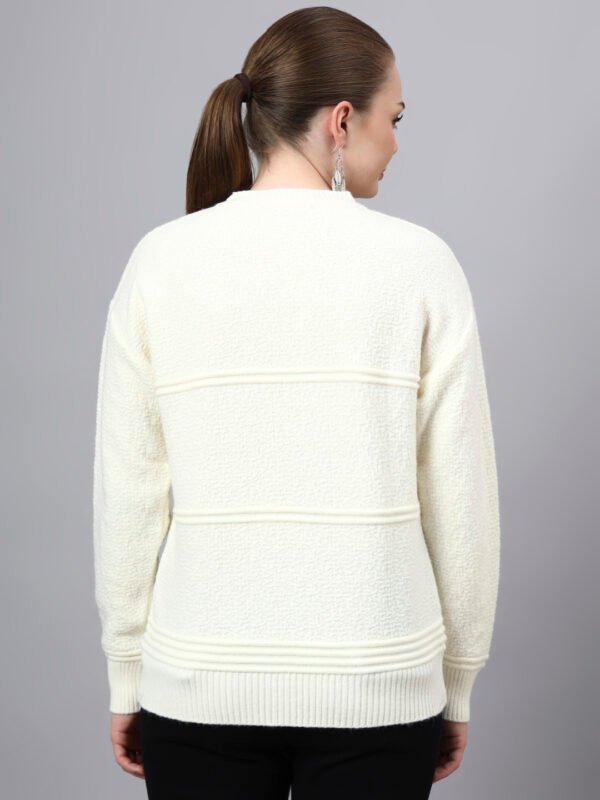 S31_OFFWHITE_01_2 Round Neck Self Design Design With Premium Acrylic Wool Women Knitted Top & Sweater