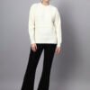 S31_OFFWHITE_01_6 Round Neck Self Design Design With Premium Acrylic Wool Women Knitted Top & Sweater