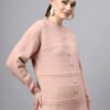 S31_PEACH_01_4 Round Neck Self Design Design With Premium Acrylic Wool Women Knitted Top & Sweater