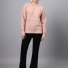 S31_PEACH_01_6 Round Neck Self Design Design With Premium Acrylic Wool Women Knitted Top & Sweater