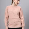 S31_PEACH_01_7 Round Neck Self Design Design With Premium Acrylic Wool Women Knitted Top & Sweater