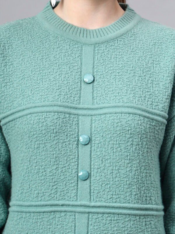 S31_PISTA_01_5 Round Neck Self Design Design With Premium Acrylic Wool Women Knitted Top & Sweater