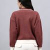 Spread Collar Self Design With Premium Acrylic Wool Women Knitted Top & Sweater