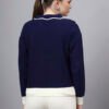 S32_ROYALBLUE_01_2 Spread Collar Self Design With Premium Acrylic Wool Women Knitted Top & Sweater