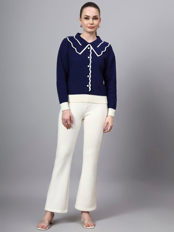 S32_ROYALBLUE_01_6 Spread Collar Self Design With Premium Acrylic Wool Women Knitted Top & Sweater