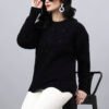 S33_BLACK_01_1 Round Neck Geomatric With Patch Work Design With Premium Acrylic Wool Women Knitted Top & Sweater