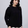 S33_BLACK_01_4 Round Neck Geomatric With Patch Work Design With Premium Acrylic Wool Women Knitted Top & Sweater