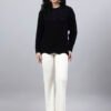 S33_BLACK_01_6 Round Neck Geomatric With Patch Work Design With Premium Acrylic Wool Women Knitted Top & Sweater