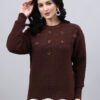 Round Neck Geomatric With Patch Work Design With Premium Acrylic Wool Women Knitted Top & Sweater