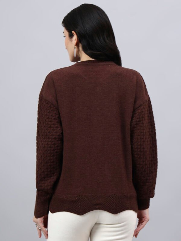 Round Neck Geomatric With Patch Work Design With Premium Acrylic Wool Women Knitted Top & Sweater