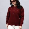 Round Neck Geomatric With Patch Work Design With Premium Acrylic Wool Women Knitted Top & Sweater