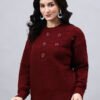 Round Neck Geomatric With Patch Work Design With Premium Acrylic Wool Women Knitted Top & Sweater