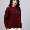 Round Neck Geomatric With Patch Work Design With Premium Acrylic Wool Women Knitted Top & Sweater
