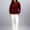 Round Neck Geomatric With Patch Work Design With Premium Acrylic Wool Women Knitted Top & Sweater