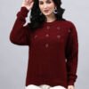 Round Neck Geomatric With Patch Work Design With Premium Acrylic Wool Women Knitted Top & Sweater