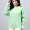 S33_PISTA_01_1 Round Neck Geomatric With Patch Work Design With Premium Acrylic Wool Women Knitted Top & Sweater