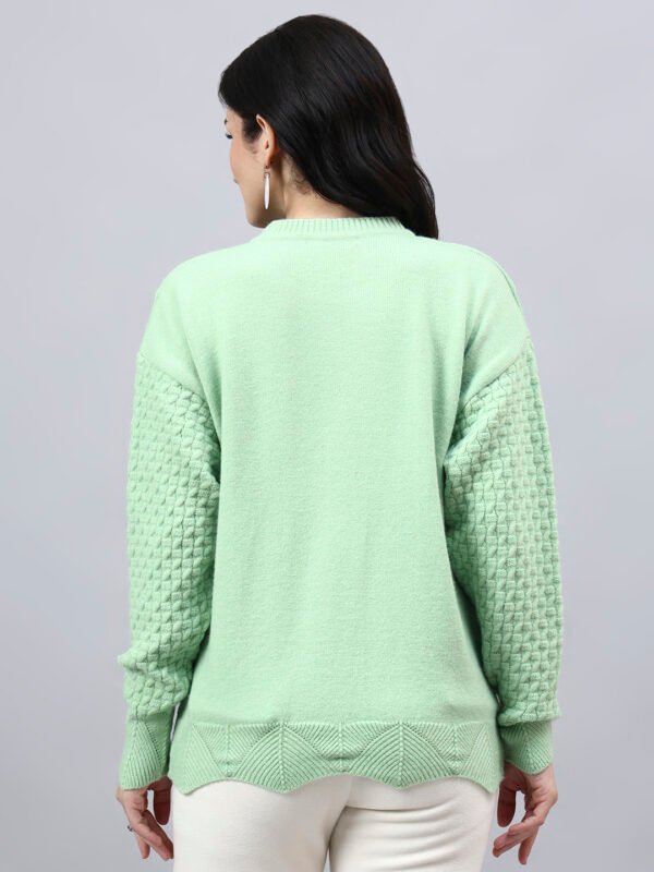 S33_PISTA_01_2 Round Neck Geomatric With Patch Work Design With Premium Acrylic Wool Women Knitted Top & Sweater