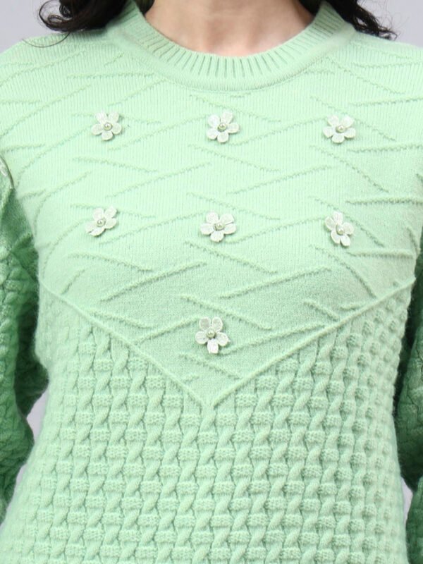 S33_PISTA_01_5 Round Neck Geomatric With Patch Work Design With Premium Acrylic Wool Women Knitted Top & Sweater
