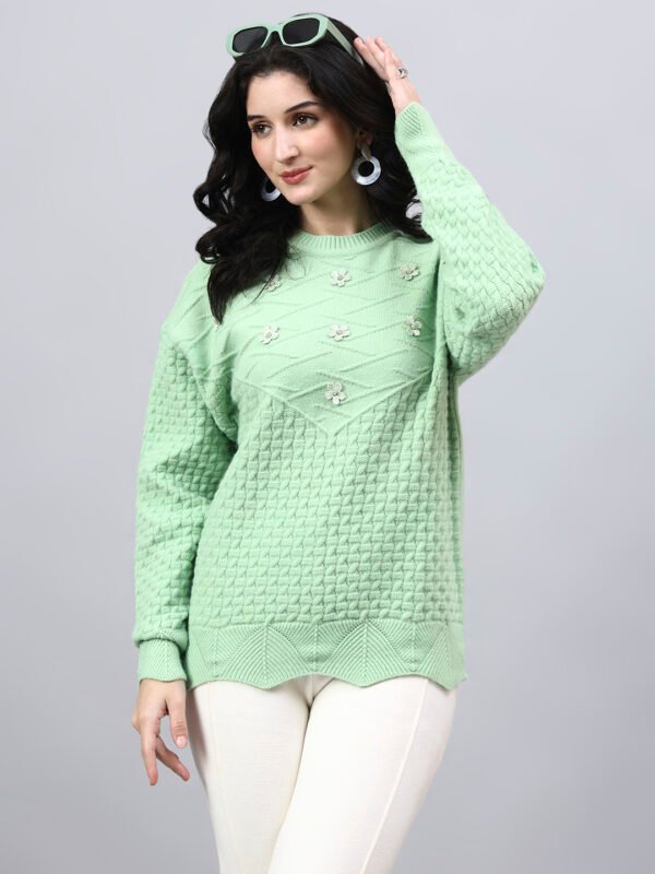 S33_PISTA_01_7 Round Neck Geomatric With Patch Work Design With Premium Acrylic Wool Women Knitted Top & Sweater